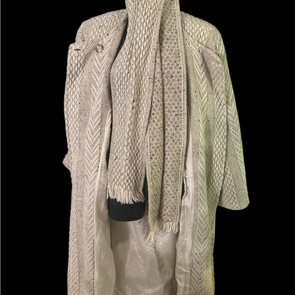 Branigan Weavers Irish wool tweed sweater coat & scarf 49” long knit coat - Picture 7 of 11